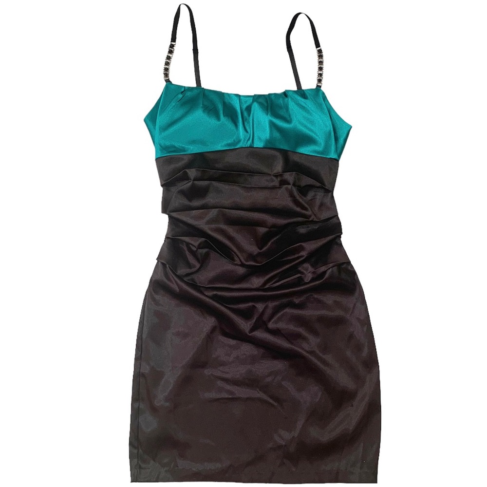 Color Block Satin Mini Dress
